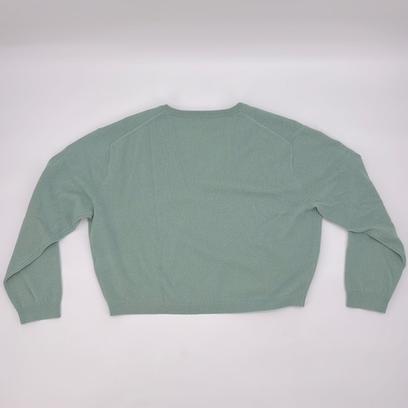 J. Crew Cashmere relaxed cropped V-neck sweater mint Seagram green S NWT BX459 - Picture 3 of 13